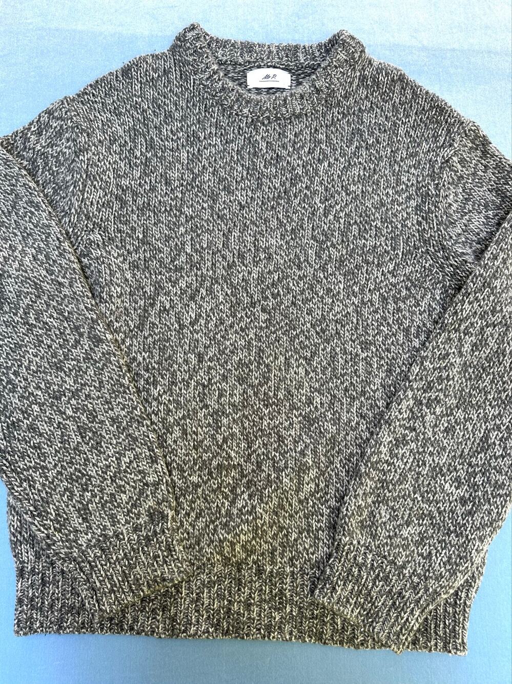 MR P MR PORTER Cashmere Merino Wool Knit Sweater Grey Marled Mens XL Italy